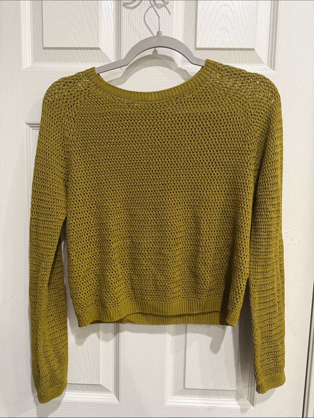 UNIQLO Women's Olive Green Open-Knit Crewneck Sweater XS
